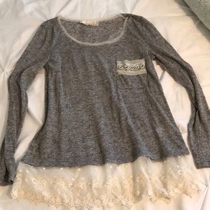 Gray with lace bottom top
